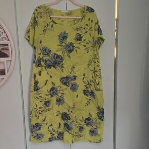 Floral Green and Blue Dress